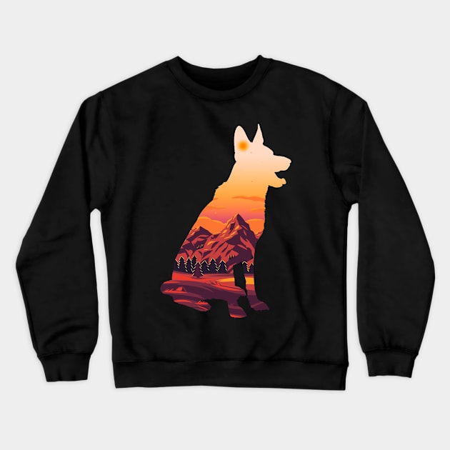 Dog look at Mountains love the Sunset Crewneck Sweatshirt by jumpingmaster